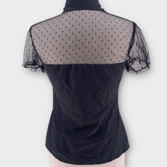 Top Whimigoth Romantic Goth Vampy Coquette Sheer Heart Rockabilly Belle Poque M - Picture 2 of 8